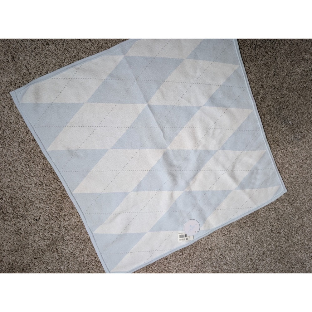 NEW Edgehill Collection Baby Blanket Blue White Argyle Knit Preppy Nursery